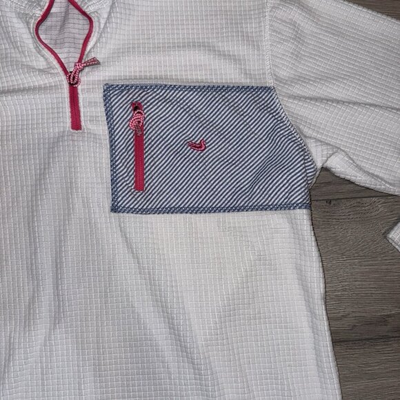 Southern Marsh Womens M Dune Grid Fleece Fieldtec White pink grid half zip - Picture 5 of 7